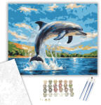 Számfestő Ugró Delfin a Napfényben - számfestő készlet - 40×50 cm (Keretre feszítve) (crea6169-40X50-KF)