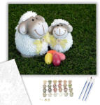  Báránykák - húsvéti számfestő készlet - 40×50 cm (Keretre feszítve)