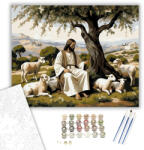 Számfestő Jézus és Bárányok az Olajfa Alatt - számfestő készlet - 40×50 cm (Keretre feszítve) (crea6760-40X50-KF)