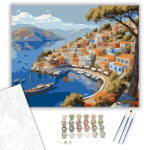  Symi Neoklasszikus Kikötőháza - számfestő készlet - 40×50 cm (Keretre feszítve)