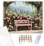  Rózsaszín Rózsabokor a Parkban - számfestő készlet - 40×50 cm (Keretre feszítve)