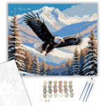  Fehérfejű Rétisas Téli Tájban - számfestő készlet - 40×50 cm (Keretre feszítve)