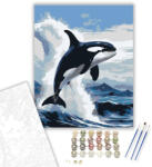 Ugró Orca a Hullámok Felett - számfestő készlet - 40×50 cm (Keretre feszítve)