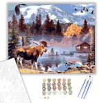 Számfestő Jávorszarvas a parton - számfestő készlet - 40×50 cm (Keretre feszítve) (crea1292-40X50-KF)