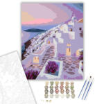  Folegandros Hajnal a Fehér Tetők Felett - számfestő készlet - 40×50 cm (Keretre feszítve)