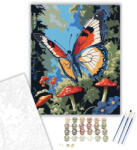  Jewel-Toned Pillangó Piros Gombán - számfestő készlet - 40×50 cm (Keretre feszítve)