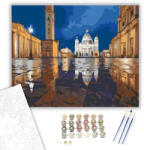  Szent Péter tér Éjszakai Tükröződés - számfestő készlet - 40×50 cm (Keretre feszítve)