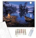 Számfestő Tábortűz a Folyónál - számfestő készlet - 40×50 cm (Keretre feszítve) (6763-40X50-KF)