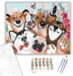  Állati szelfi - számfestő készlet - 40×50 cm (Keretre feszítve)