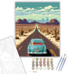Route 66 Út a Sivatagban - számfestő készlet - 40×50 cm (Keretre feszítve)