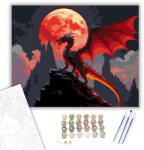  Vörös Sárkány a Vérvörös Napfogyatkozásnál - számfestő készlet - 40×50 cm (Keretre feszítve)