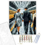  Szerelmespár Kézfogás a Pályaudvaron - számfestő készlet - 40×50 cm (Keretre feszítve)