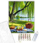  Romantikus Piknik a Fűzfa Árnyékában - számfestő készlet - 40×50 cm (Keretre feszítve)