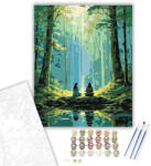  Meditáló Nők Erdőtisztáson - számfestő készlet - 40×50 cm (Keretre feszítve)