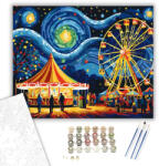  Csillagos Éjszaka Vidámparkja - számfestő készlet - 40×50 cm (Keretre feszítve)
