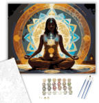  Meditáló Jógi Szent Geometriával - számfestő készlet - 40×50 cm (Keretre feszítve)