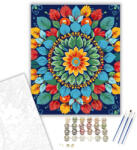  Természet ihlette Mandala Levelekkel és Virágokkal - számfestő készlet - 40×50 cm (Keretre feszítve)