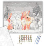 Számfestő Nyulak a Hóban - számfestő készlet - 40×50 cm (Keretre feszítve) (ujszam222-40X50-KF)