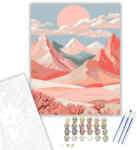  Rózsaszín Hegyek és Nap - számfestő készlet - 40×50 cm (Keretre feszítve)