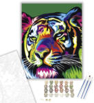  Szivárvány tigris - számfestő készlet - 40×50 cm (Keretre feszítve)