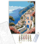  Amalfi-parti Kilátás - számfestő készlet - 80×100 cm (Keretre feszítve)