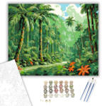  Trópusi Esőerdő Pálmafákkal - számfestő készlet - 40×50 cm (Keretre feszítve)