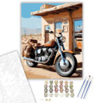  Vintage Motor a Sivatagi Benzinkútnál - számfestő készlet - 40×50 cm (Keretre feszítve)