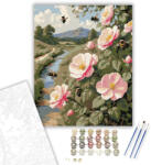 Számfestő Vad Rózsabokor a Vidéki Ösvényen - számfestő készlet - 40×50 cm (Keretre feszítve) (crea5615-40X50-KF)