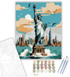  Szabadság-szobor és New York Látképe - számfestő készlet - 40×50 cm (Keretre feszítve)