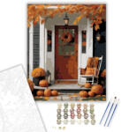  Őszi Veranda Tökökkel - számfestő készlet - 40×50 cm (Keretre feszítve)