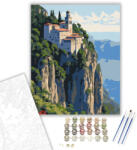  Athosz-hegyi Kolostor a Sziklákon - számfestő készlet - 40×50 cm (Keretre feszítve)