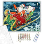 Számfestő Repülő szánon - számfestő készlet - 40×50 cm (Keretre feszítve) (crea474-40X50-KF)