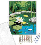 Számfestő Fehér Lótusz és Bambusz Zen Kertben - számfestő készlet - 40×50 cm (Keretre feszítve) (crea6545-40X50-KF)