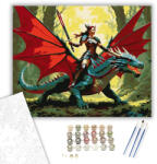 Harcos Tündérkirálynő és Erdei Sárkány - számfestő készlet - 40×50 cm (Keretre feszítve)