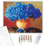 Számfestő Kék Virágok a Vázában - számfestő készlet - 40×50 cm (Keretre feszítve) (6584-40X50-KF)