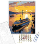 Számfestő Modern Komphajó Naplementében - számfestő készlet - 40×50 cm (Keretre feszítve) (crea7096-40X50-KF)