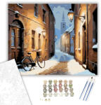  Havas Európai Sikátor Biciklivel - számfestő készlet - 40×50 cm (Keretre feszítve)