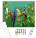  Papagáj gyűlés - számfestő készlet - 40×50 cm (Keretre feszítve)