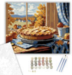  Almás Pite Őszi Hangulatban - számfestő készlet - 40×50 cm (Keretre feszítve)