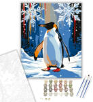  Hópehely és Pingvin Varázslata - számfestő készlet - 40×50 cm (Keretre feszítve)