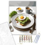  Avokádós Pirítós Lágytojással és Eszpresszóval - számfestő készlet - 40×50 cm (Keretre feszítve)