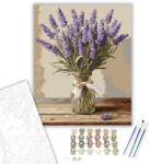  Levendulacsokor Rusztikus Asztalon - számfestő készlet - 40×50 cm (Keretre feszítve)