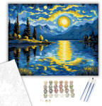 Számfestő Hegyi Tó Fényjátéka - számfestő készlet - 40×50 cm (Keretre feszítve) (crea5340-40X50-KF)