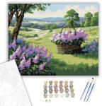 Számfestő Mezei Lila Orgona Kosár - számfestő készlet - 40×50 cm (Keretre feszítve) (crea5736-40X50-KF)