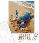  Apró Teknős a Parton - számfestő készlet - 40×50 cm (Keretre feszítve)