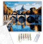  Római Híd és Szent Péter Bazilika - számfestő készlet - 40×50 cm (Keretre feszítve)