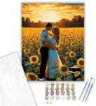  Szerelmespár Napraforgómezőben - számfestő készlet - 40×50 cm (Keretre feszítve)