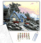 Számfestő Kőház a Tenger Mellett - számfestő készlet - 40×50 cm (Keretre feszítve) (6015-40X50-KF)