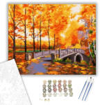  Őszi park - számfestő készlet - 40×50 cm (Keretre feszítve)