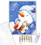  Melengető hóember - számfestő készlet - 40×50 cm (Keretre feszítve)